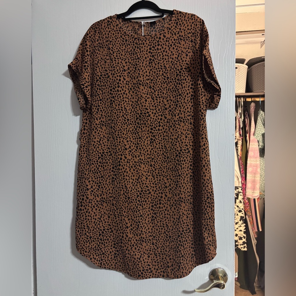 SHEIN Brown Leopard Print Mini Shift Dress